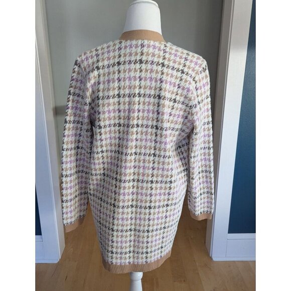 Ann Taylor Petite Boyfriend Houndstooth Long Cardigan Size Medium - Picture 4 of 11